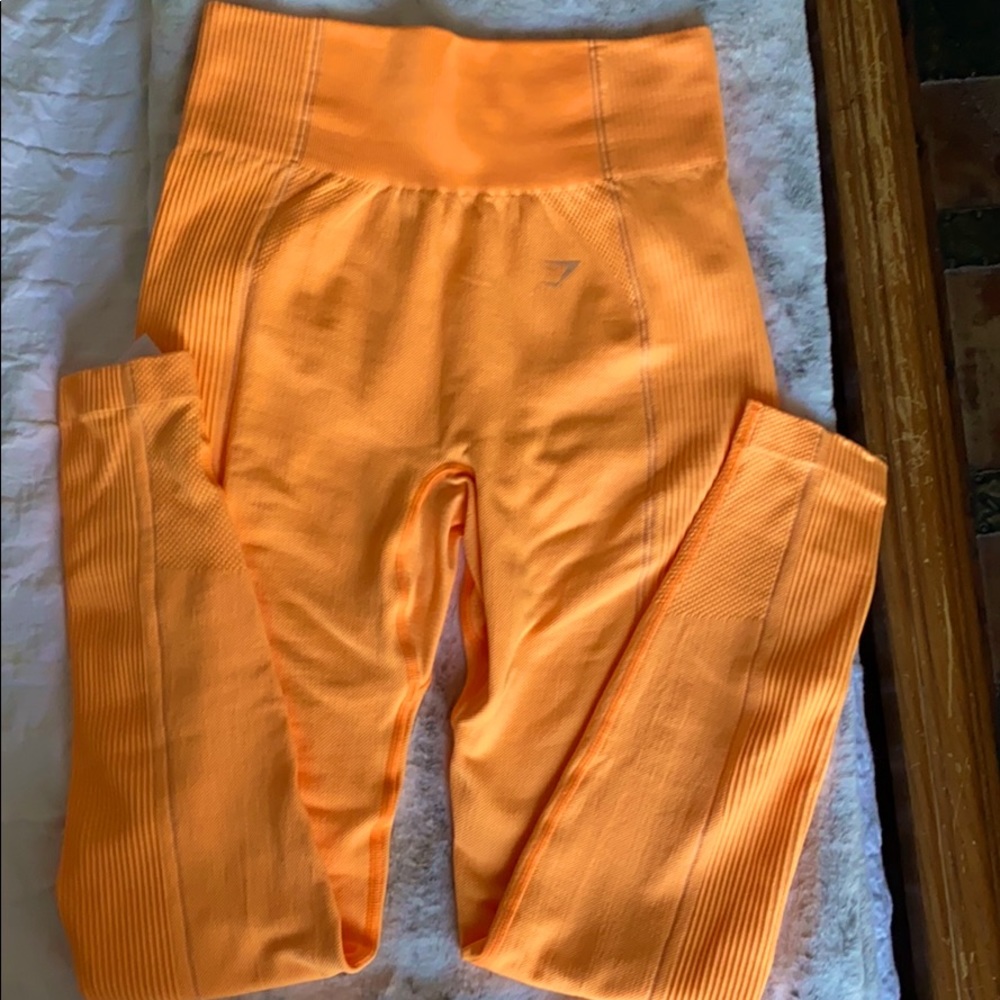 Orange gym shark leggings